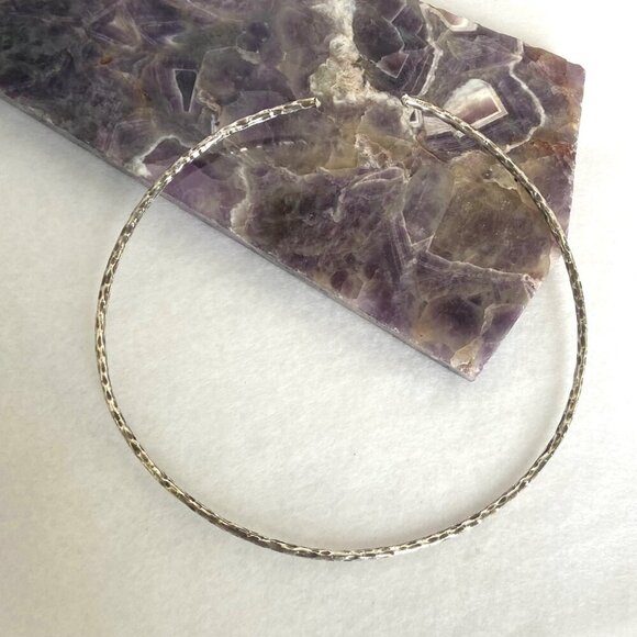 Sterling Silver 925 Flexible Hammered Torque Collar Choker Necklace 14.75" - Picture 6 of 16